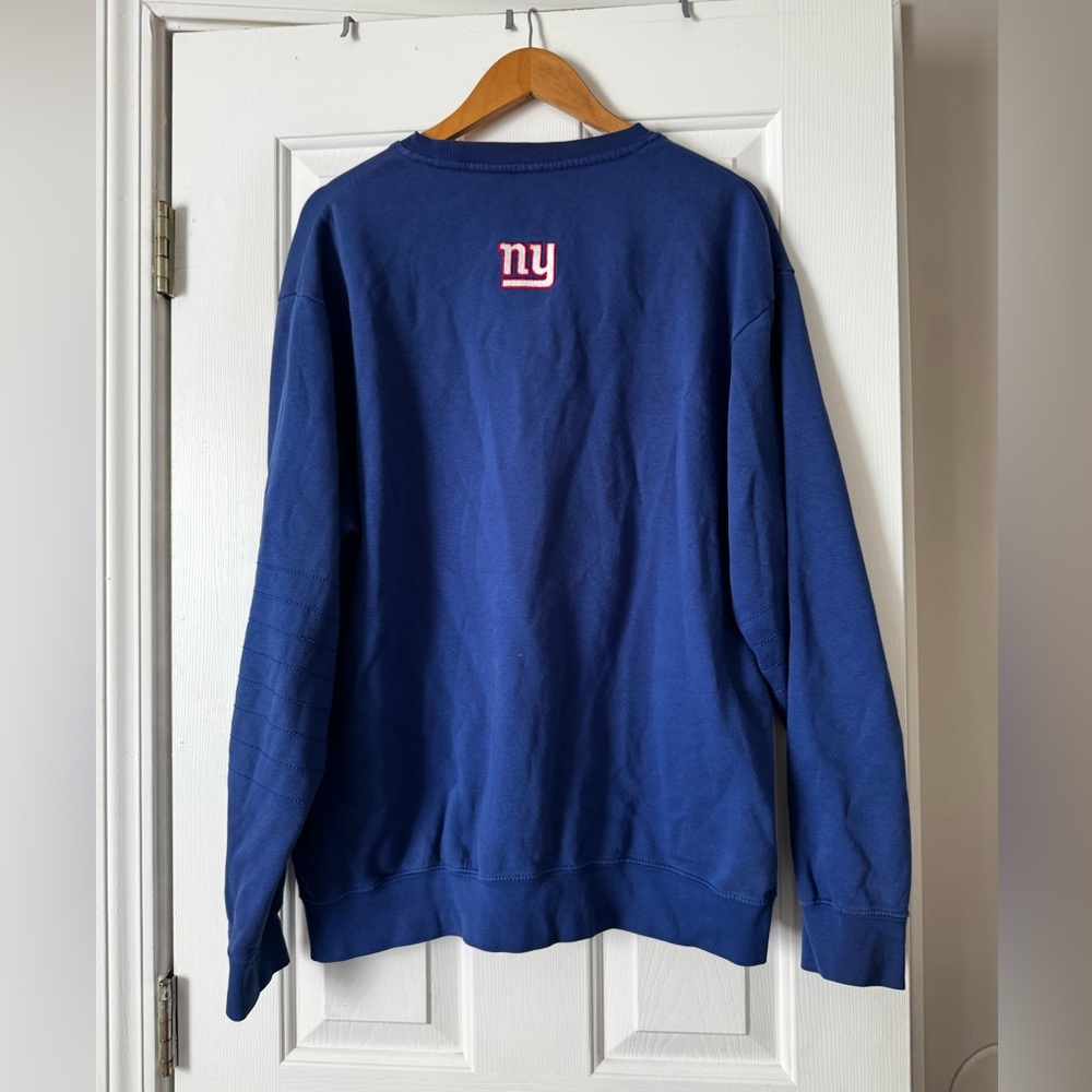 Majestic NY Giants Crewneck Sweatshirt L Blue Embroidered Logo NFL 0521 - Picture 5 of 5